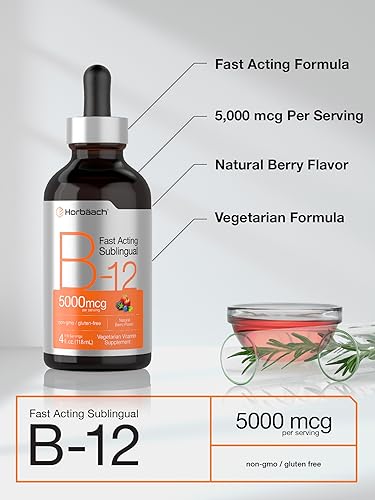 B-12 | 5000mcg | 4oz | Natural Berry Flavor Fast-Acting Sublingual Liquid Vitamin