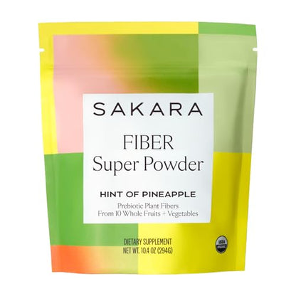 SAKARA Fiber Super Powder - Pineapple Flavor Prebiotic Fiber Powder, High Fiber