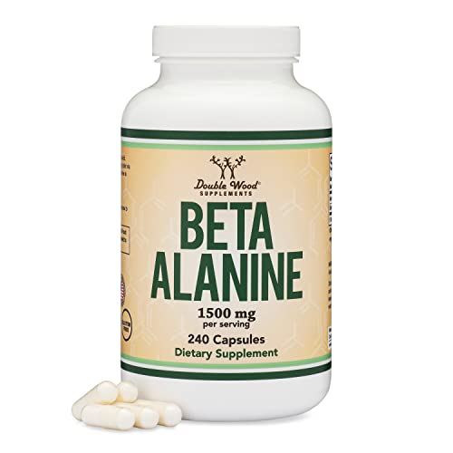 Beta Alanine Powder Capsules (Bulk Jar 240 Pills, 1.5 Gram Servings) Stimulant Free Pre