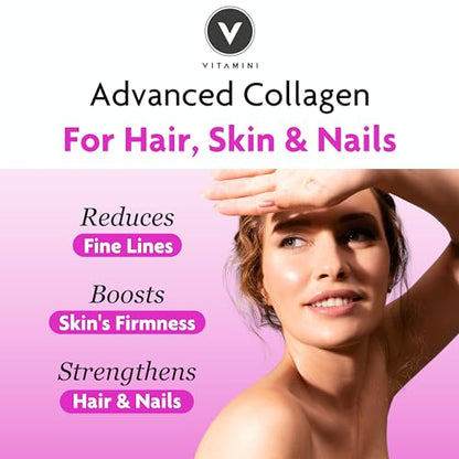 Premium Collagen Supplements for Women - High Strength Marine Collagen with Hyaluronic Acid, Biotin, Vitamin C & E