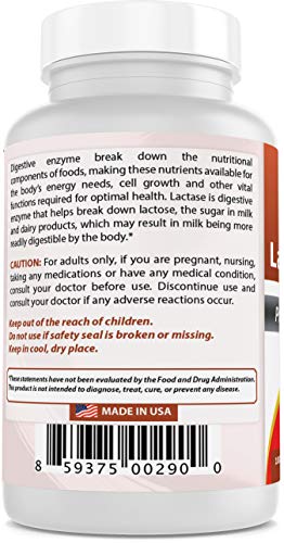 Best Naturals Fast Acting Lactase Enzyme Tablet, 3000 Fcc Alu, 180 Count