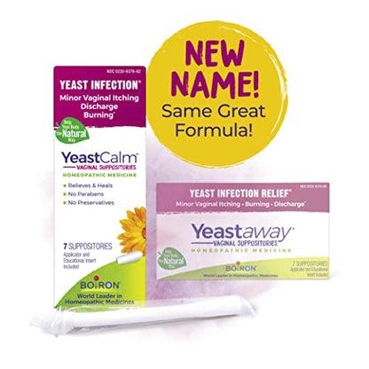 Boiron YeastCalm Homeopathic Suppositories for Yeast Infections, Burning, Discharge