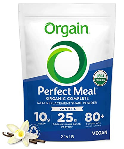 Orgain Organic Perfect Meal Replacement Protein Powder, Vanilla - 25g Plant Based Protein