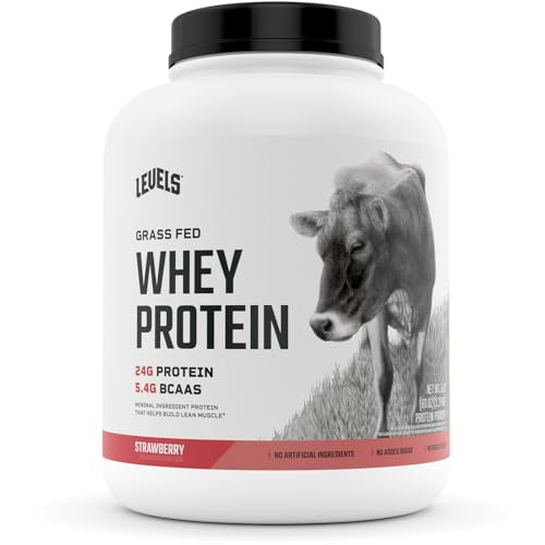 Levels Grass Fed 100% Whey Protein, No Hormones, Strawberry, 5LB