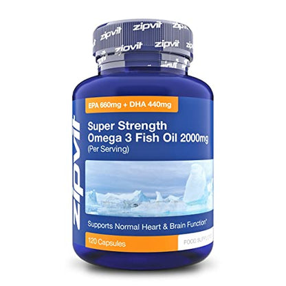 Omega 3 Fish Oil 2000mg, EPA 660mg DHA 440mg per Daily Serving. 120 Capsules 