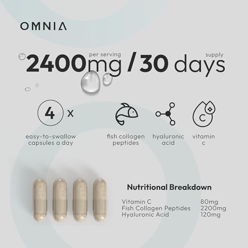 Omnia Marine Collagen Capsules 2400mg for Women & Men with Type I Collagen