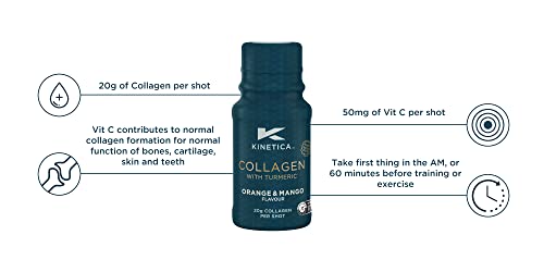 Kinetica Collagen with Turmeric (12-Pack) 20g Collagen & 50mg Vitamin C. Orange & Mango Flavour