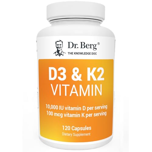 Dr. Berg's Vitamin D3 K2 Supplement w/MCT Oil - Includes 10,000 IU of Vitamin D3