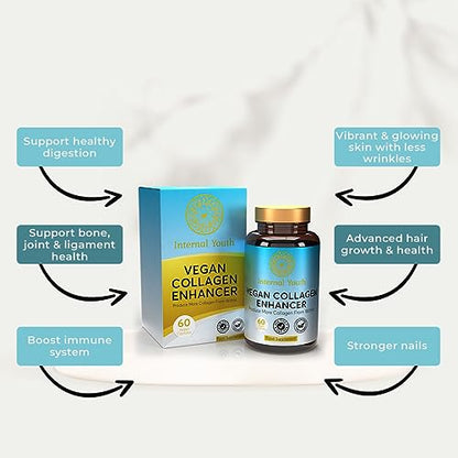 Vegan Collagen Supplement for Women & Men - 60 Advanced Collagen Booster Tablets