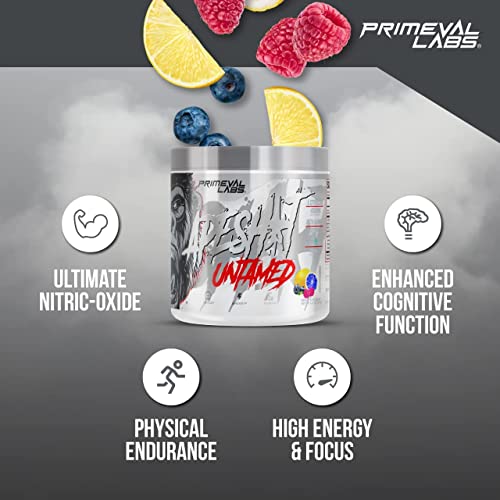 Primeval Labs Ape Untamed Pre Workout Energy Drink Powder | Max Support for Pumps & Focus | Nitric Oxide Production Preworkout Energy with L-Citrulline, Beta Alanine, Smashberry 40 Servings