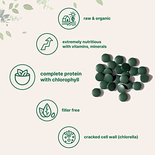 Organic Chlorella Spirulina Tablets, 3000mg Per Serving, 720 Counts, 4 Months Supply