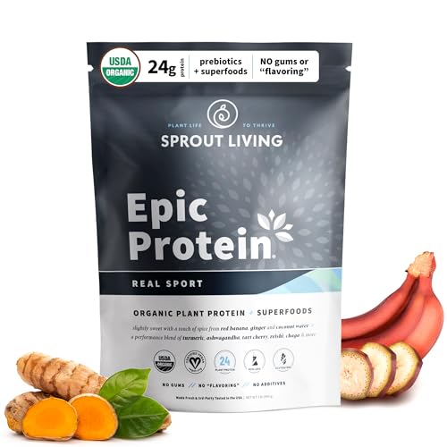 Sprout Living, Epic Protein, Plant Based Protein & Superfoods Powder, Real Sport