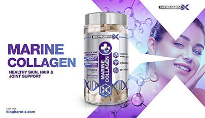 Marine Collagen 1000mg Tablets + Vitamin C (2 Month Supply / 60 High Strength Capsules)