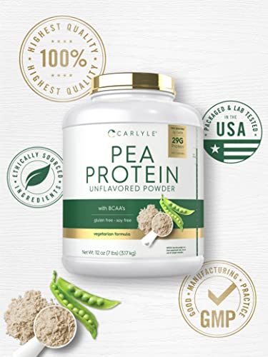 Carlyle Pea Protein Powder with BCAA'S 7lb | Unflavored | 29G Protein | Non-GMO, Gluten