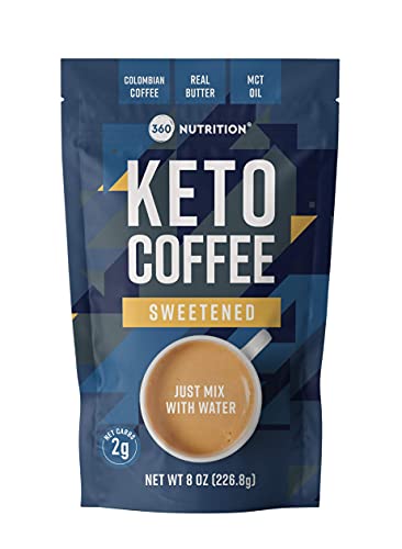 360 Nutrition Instant Keto Coffee with MCT Oil, Coconut Oil, Sweetened, Gluten Free