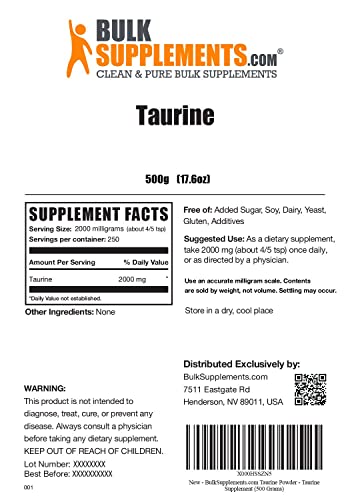 BULKSUPPLEMENTS.COM Taurine Powder - Taurine Supplement, Taurine 2000mg