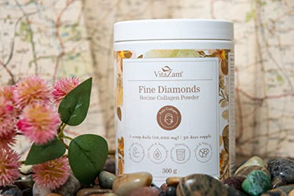 Vitazam Fine Diamond Bovine Collagen Powder - Hydrolyzed Type 1 & 3 Collagen Powder Protein