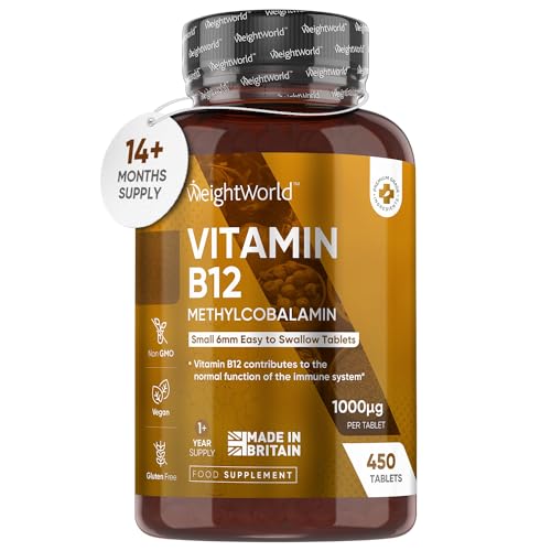 Vitamin B12 Tablets High Strength – 1000mcg Vegan B12 Supplement – 450 Pure Methylcob