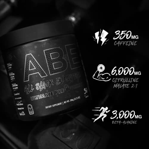 ABE Pre Workout Powder - All Black Everything Pre Workout Energy Drink with Citrulline Malate & Beta Alanine | for Pump, Energy, Performance (30 Servings) (Sour Gummy Bear)