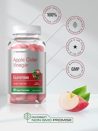 Horbaach Vegan Apple Cider Vinegar Gummies | 90 Count | ACV Supplement | Natural