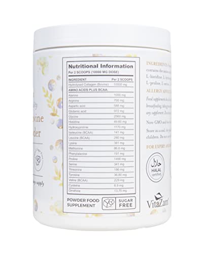 Vitazam Bovine Collagen Peptides - Hydrolyzed Type 1 & 3 Collagen Powder Protein Supplement for Healthy