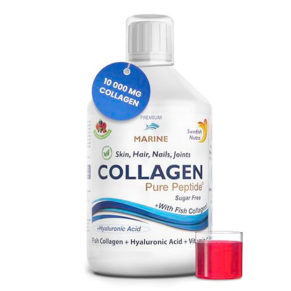 Swedish Nutra Liquid Marine Collagen - Sugar Free Berry Flavour | Minimize Fine Lines, Wrinkles & Improve Skin Elasticity