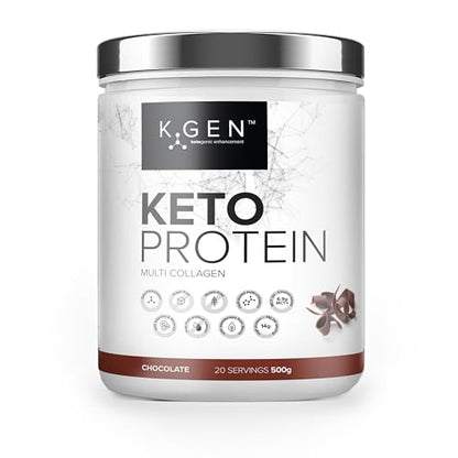 K-GEN™ Keto Collagen Protein Powder Natural Multi Collagen Chocolate Blend, Coconut MCT Vitamin C+B6 