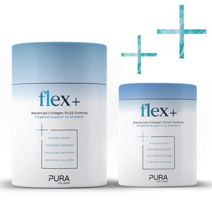 Pura Collagen Powdered Supplement Flex+, 10,000 mg Hydrolysed Peptides, Vitamin C & Manganese