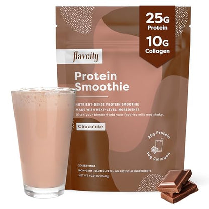 FlavCity Protein Powder Smoothie, Chocolate - 100% Grass-Fed Whey Protein Smoothie