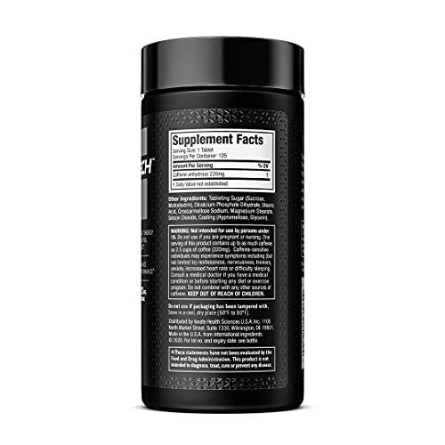 Caffeine Pills, MuscleTech 100% Caffeine Energy Supplements, PreWorkout