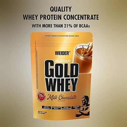 Weider Gold Whey (500g) Milk Chocolate Flavour. Ultrafiltrated Proteins from 100% Whey Protein