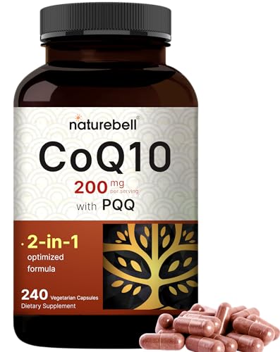 NatureBell CoQ10 (Ubiquinone) 200mg with PQQ, 240 Veggie Capsules | Stable High 