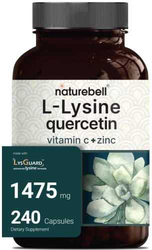 NatureBell L-Lysine 1000mg + Quercetin 250mg Supplement, 240 Capsules, Free Form