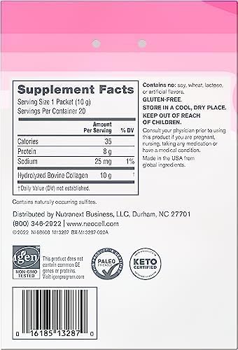 NeoCell Super Collagen Peptides, 10 g Collagen/Single-Serve Packet; Keto Certified