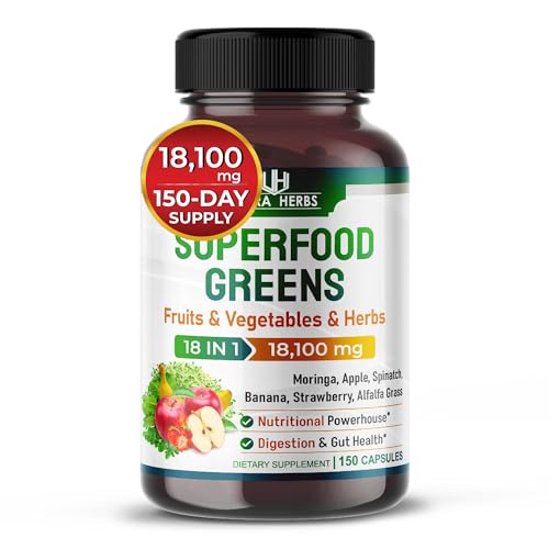 Superfood Greens 18 IN 1 - 18,100mg with Fruits & Vegetables & Herbs -Moringa, Alfalfa