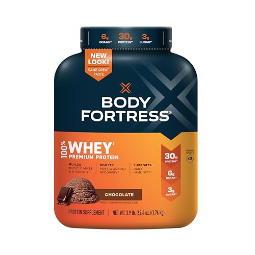 Body Fortress 100% Whey, Premium Protein Powder, Chocolate, 3.9lbs Packaging May 