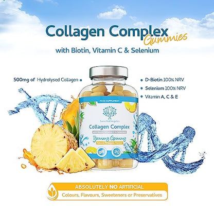 Collagen Complex - 90 Natural Pineapple Flavour Chewable Yummy Gummies