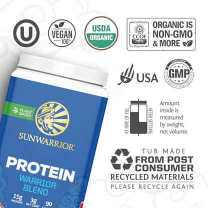 Sunwarrior Vegan Organic Protein Powder Plant-Based | BCAA Amino Acids Hemp Seed