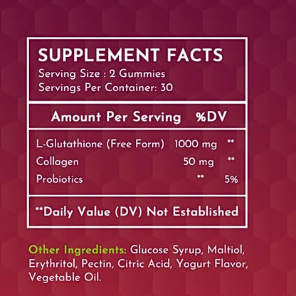 Glutathione Gummies | with Marine Collagen | 1050mg per Serving | Antioxidant Support