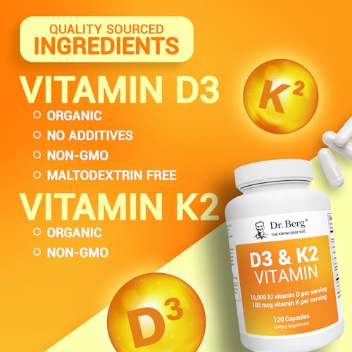 Dr. Berg's Vitamin D3 K2 Supplement w/MCT Oil - Includes 10,000 IU of Vitamin D3