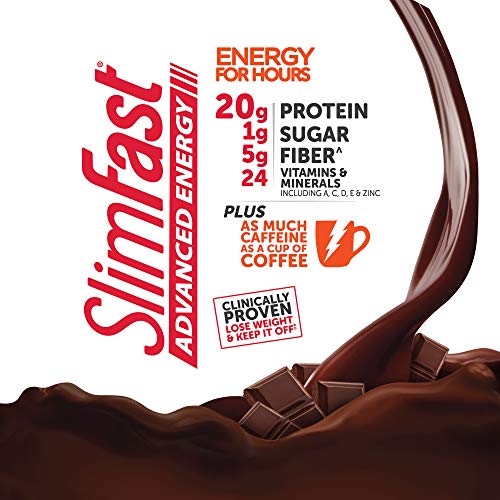 SlimFast Advanced Energy High Protein Meal Replacement Shake, Rich Chocolate, 20g