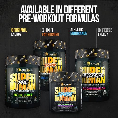 ALPHA LION Superhuman Pump Pre Workout Powder, Nootropic Caffeine & Stim Free