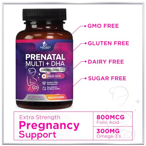 Women's Prenatal Multivitamin with Folic Acid & DHA, Prenatal Vitamins w/ Folate, Omega 3