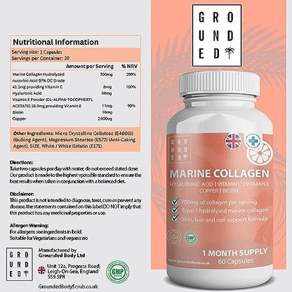 Hydrolysed Marine Collagen 700mg with Hyaluronic Acid, Vitamin C, Vitamin E, Copper & Biotin