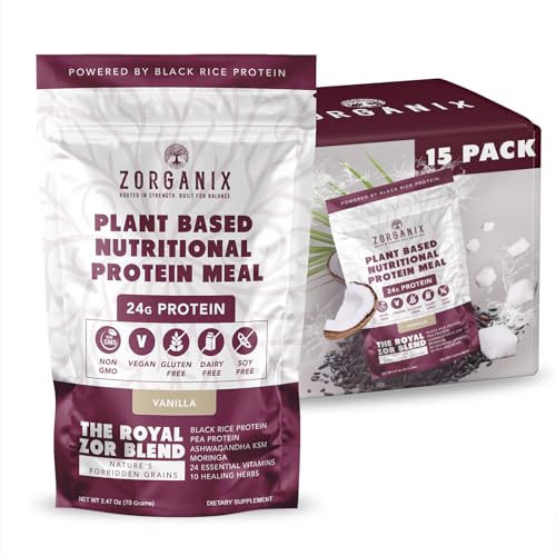 Zorganix Black Rice Protein Powder; Plant Based Organic Protein Powder Meal Replacement