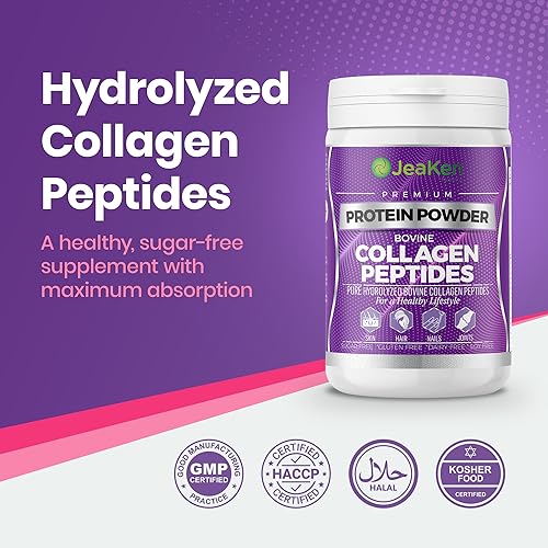 JeaKen - Unflavored Collagen Peptides Powder from Grass-Fed Bovine Sources - Sugar-Free Hydrolyzed Collagen