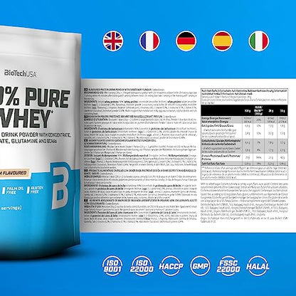 BioTechUSA 100% Pure Whey | Protein Powder with BCAA and Glutamine | Gluten-Free, Palm Oil Free