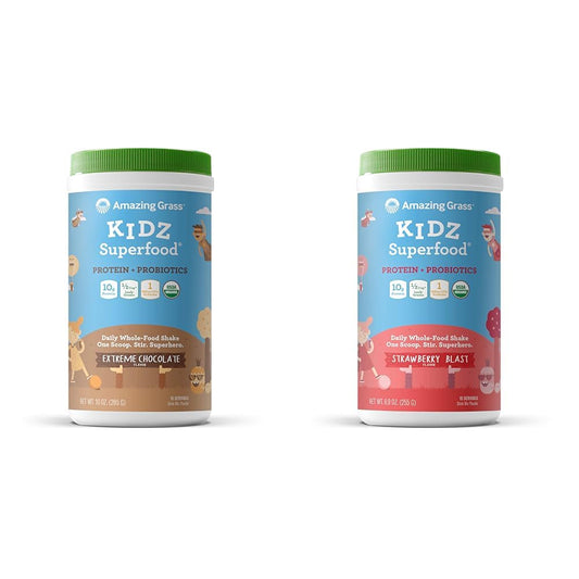 Amazing Grass Kidz Superfood Vegan Protein & Probiotics Bundle with Extreme Chocolate 