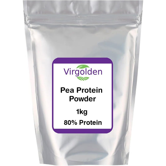 Pea Protein Powder 1kg 80% Pure Plant Protein by Virgolden - Great for Smoothies, Shakes