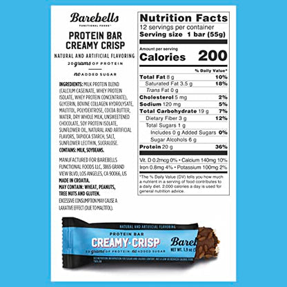 Barebells Protein Snacks Bars Creamy Crisp - 12 Count, 1.9oz Bars 55g of High Protein